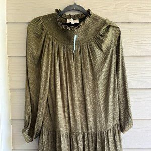 Loft Women's PS Dark Green Long Sleeve Dress